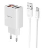 Блок питания Borofone BA58A 2 USB 2.4A, белый, кабель micro USB

