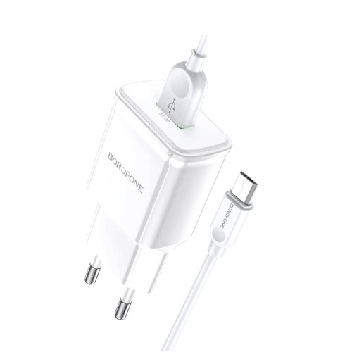 Блок питания Borofone BA59A 18Вт QC3.0, USB, белый

