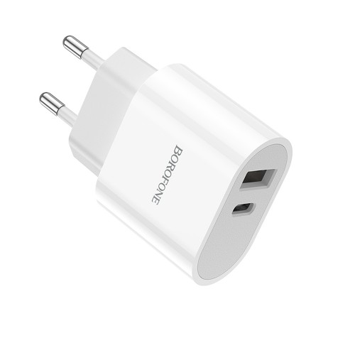 Блок питания Borofone BA62A 1 USB, Type-C, 2400mA, белый
