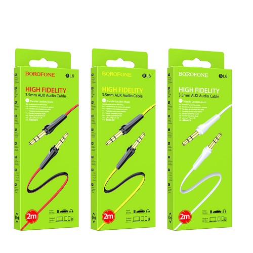 Кабель AUX Borofone BL6 1.0м Jack 3,5mm белый
