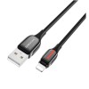 Кабель USB - 8 pin Borofone BU14 Heroic, 1.2м, круглый, 2.4A, нейлон, цвет: черный