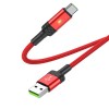 Кабель USB - Type-C Borofone BU30 Lynk, 1.2м, круглый, 5.0A, нейлон, цвет: красный