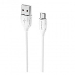 Кабель USB - микро USB Borofone BX19 Benefit, 1.0м, круглый, 2.4A, силикон, цвет: белый