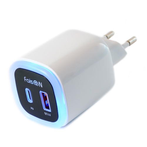 Блок питания сетевой 1 USB, Type-C FaisON C-100, Going, 3.0A, 20Вт, PD, QC, цвет: белый