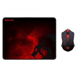 Мышь проводная Defender, M601BA, Redragon, оптическая, коврик, цвет: чёрный

