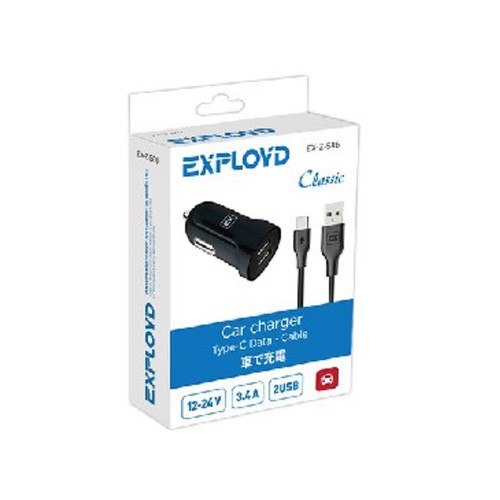 Блок питания автомобильный 2 USB Exployd EX-Z-586, Classic, 3400mA, цвет: чёрный