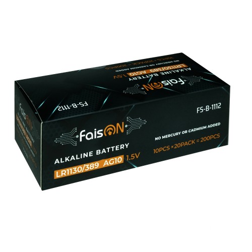 Батарейка FaisON AG10-LR1130/389-10BL Alkaline, 1.5B, (10/200/2000), (арт.FS-B-1112)