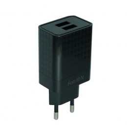 Блок питания сетевой 2 USB FaisON FZ09, ROMB, 2400mA, кабель 8 pin, цвет: чёрный