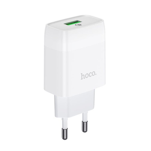 Блок питания сетевой 1 USB HOCO C72Q, Glorious, 2400mA, QC3.0, кабель Type-C, цвет: белый