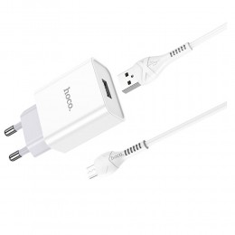 Блок питания сетевой 1 USB HOCO C81A, Asombroso, 2100mA, кабель микро USB, X37 cool, цвет: белый