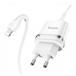 Блок питания сетевой 1 USB HOCO N1, Ardent, 2400mA, кабель 8 pin, цвет: белый