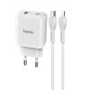 Блок питания сетевой 1 USB, Type-C HOCO N5, Favor, 3000mA, 20Вт, QC3.0, PD3.0, кабель 8 pin - Type-C, цвет: белый