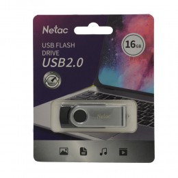 Флеш-накопитель 16Gb Netac U505, USB 2.0, металл, пластик, чёрный, серебряный