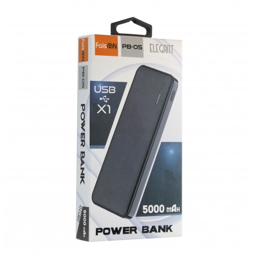 Аккумулятор внешний FaisON PB-05, Elegant, 5000mAh, цвет: чёрный