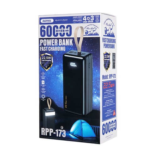 Аккумулятор внешний Remax RPP-173, Walker, 60000mAh, цвет: черный