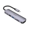 USB-концентратор HOCO HB28, 6 Гнезд, PD, USB3.0, USB2.0, HDMI, TF, SD, цвет: серый