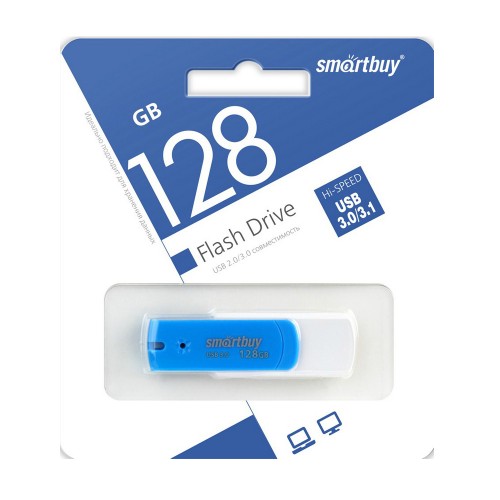 Флеш-накопитель 128Gb SmartBuy Diamond, USB 3.0, пластик, синий