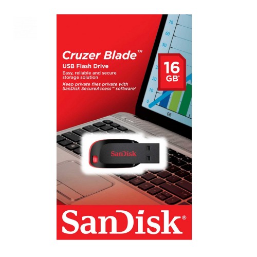 Флеш-накопитель 16Gb SanDisk Cruzer Blade Z50, USB 2.0, пластик, чёрный