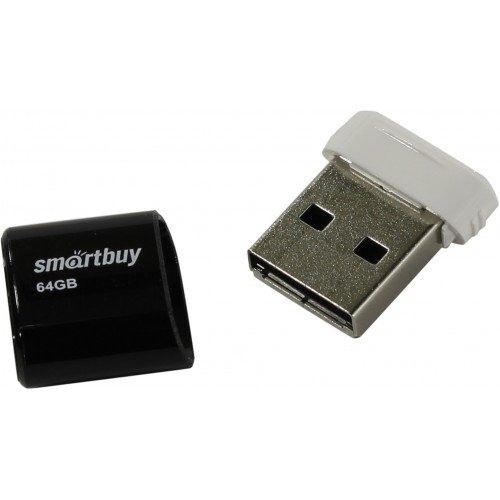 Флеш-накопитель 64Gb SmartBuy LARA, USB 2.0, пластик, чёрный