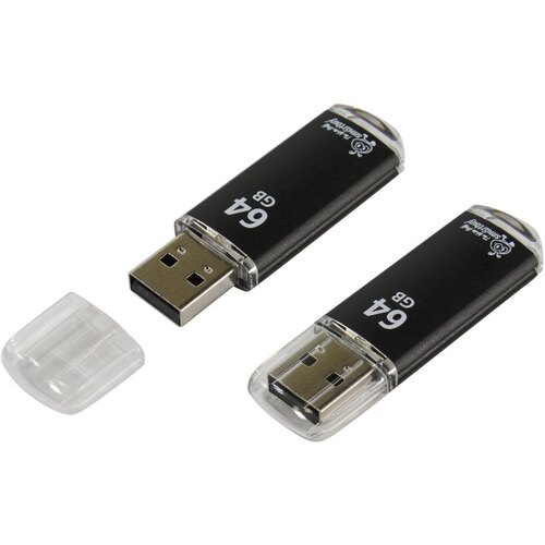 Флеш-накопитель 64Gb SmartBuy V-Cut, USB 2.0, пластик, чёрный