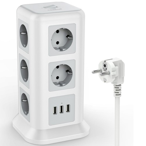 Сетевой фильтр TESSAN TPS01-DE, 11 розеток, 3 USB, серый
