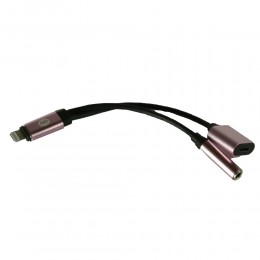 Переходник 8 pin(m) - Jack 3,5mm(f), 8 pin(f) без бренда GL026 , цвет: розовое золото
