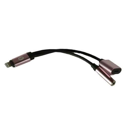 Переходник 8 pin(m) - Jack 3,5mm(f), 8 pin(f), розовое золото
