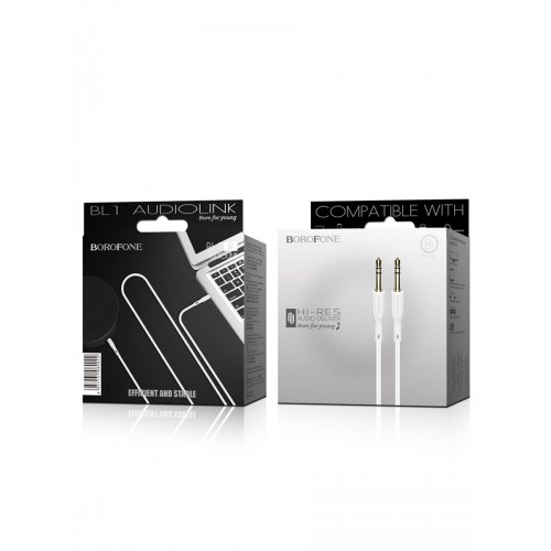 Кабель AUX Borofone BL1 3,5mm(m) - 1.0м, белый цвет
