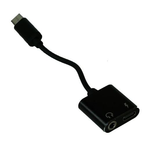 Переходник Type-C(m) на Jack 3,5mm(f), плетёный, чёрный
