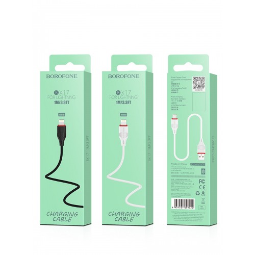 Кабель USB 8 pin Borofone BX17 Enjoy, 1.0м, 2.4A, чёрный
