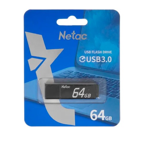 Флеш-накопитель 64Gb Netac U351, USB 3.0, металл, чёрный