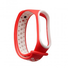 Ремешок для фитнес-браслета XIAOMI Mi Band 3/ Mi Band 4 без бренда, Sport, силикон, цвет: чёрный, красный
