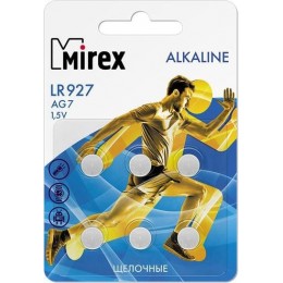 Батарейка Mirex G7-LR927-6BL Alkaline, 1.5B, (6/216/648), (арт.23702-LR927-E6)
