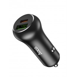 Блок питания автомобильный 1 USB, 1 Type-C HOCO Z38, Resolute, QC3.0, PD 20Вт, цвет: чёрный
