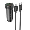 Блок питания автомобильный USB, Type-C HOCO Z49B, Level, 20Вт + 18Вт, PD, QC 3.0, FCP, AFC, кабель Type-C, Type-C, 1.0м, цвет: чёрный