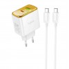 Блок питания сетевой USB, Type-C HOCO CS42A, Smart, 5V, 3.0A, 30Вт, PD, QC 3.0, кабель Type-C, Type-C, 1.0м, цвет: белый