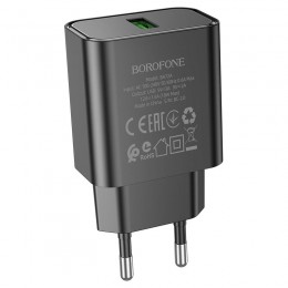 Блок питания сетевой 1 USB Borofone BA72A, 2.1A, 18Вт, QC3.0, цвет: чёрный