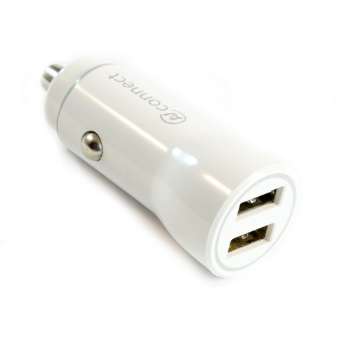 Блок питания автомобильный 2 USB AVconnect CX-23, 3100mA, кабель микро USB, цвет: белый