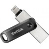 Флеш-накопитель 256Gb SanDisk Go iXpand, USB 3.0, 8-pin, пластик, металл, чёрный, серебряный