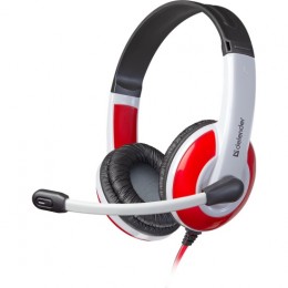 Наушники полноразмерные Defender G-120, Warhead, Jack 3.5мм, 2.0 м, цвет: белый, красная вставка
