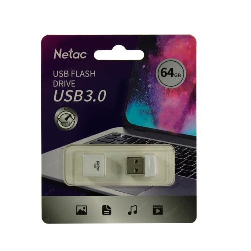 Флеш-накопитель 64Gb Netac U116 mini, USB 3.0, пластик, белый