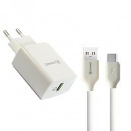 Блок питания сетевой 1 USB AVconnect GF-U3, 3000mA, 18Вт, QC3.0, кабель Type-C, цвет: белый
