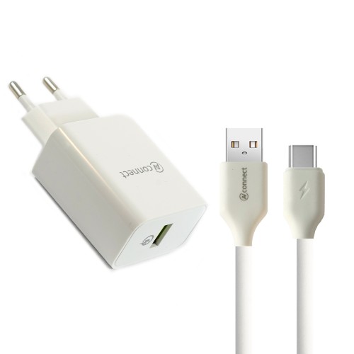 Блок питания AVconnect GF-U3, 3000mA, QC3.0, белый, Type-C
