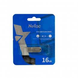 Флеш-накопитель 16Gb Netac Dual U785C, USB 3.0, Type-C, пластик, серебряный, чёрная вставка