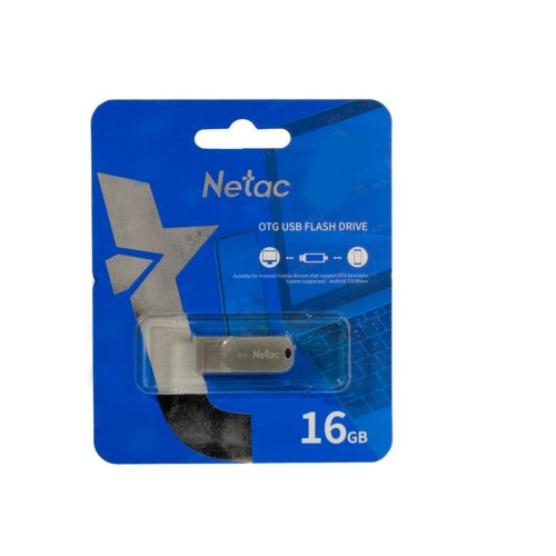 Флеш-накопитель 16Gb Netac Dual U785C, USB 3.0, Type-C, пластик, серебряный, чёрная вставка