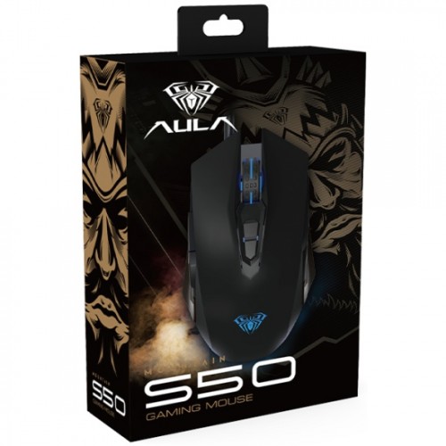 Мышь проводная AULA S50, оптическая, 1.5м, черная
