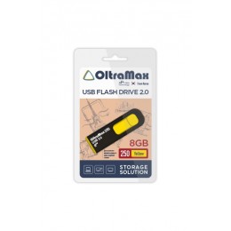 Флеш-накопитель 8Gb OltraMax 250, USB 2.0, пластик, жёлтый