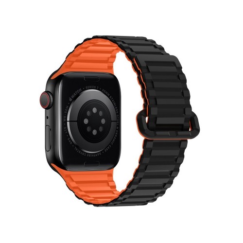 Ремешок для умных часов APPLE Watch 42/44/45/49mm HOCO, WA06 Flexible, силикон, цвет: чёрный, оранжевый