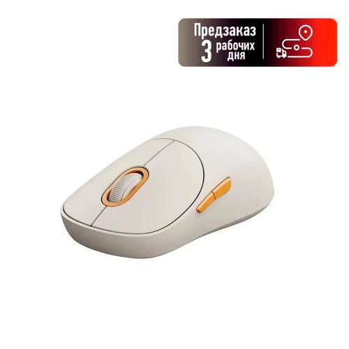 Мышь беспроводная XIAOMI, Mouse 3, Wireless, оптическая, цвет: белый, желтые вставки, (арт.XMWXSB03YM)