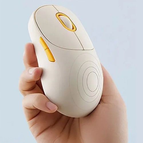 Мышь беспроводная XIAOMI, Mouse 3, Wireless, оптическая, цвет: белый, желтые вставки, (арт.XMWXSB03YM)